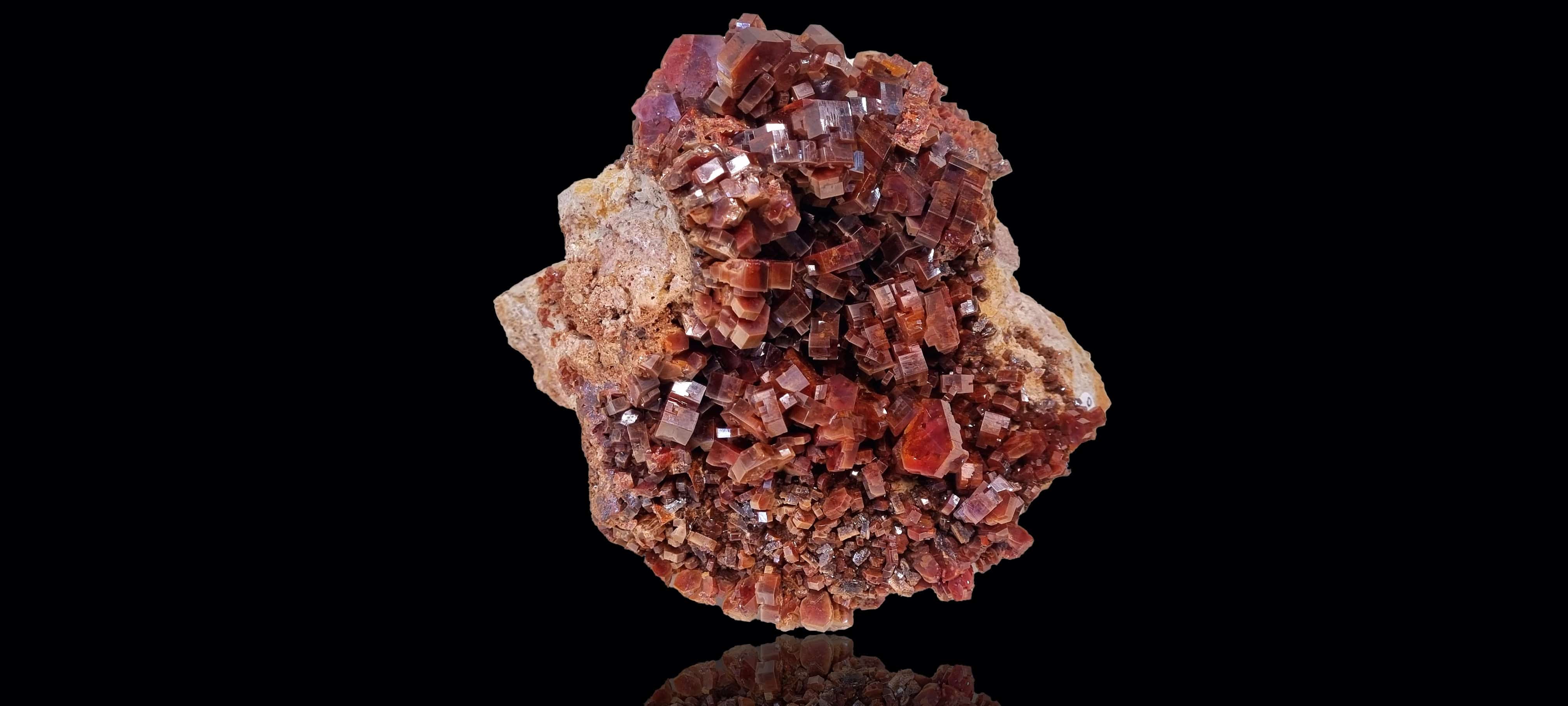 Vanadinite on a Limestone Matrix (Large Cabinet Size)