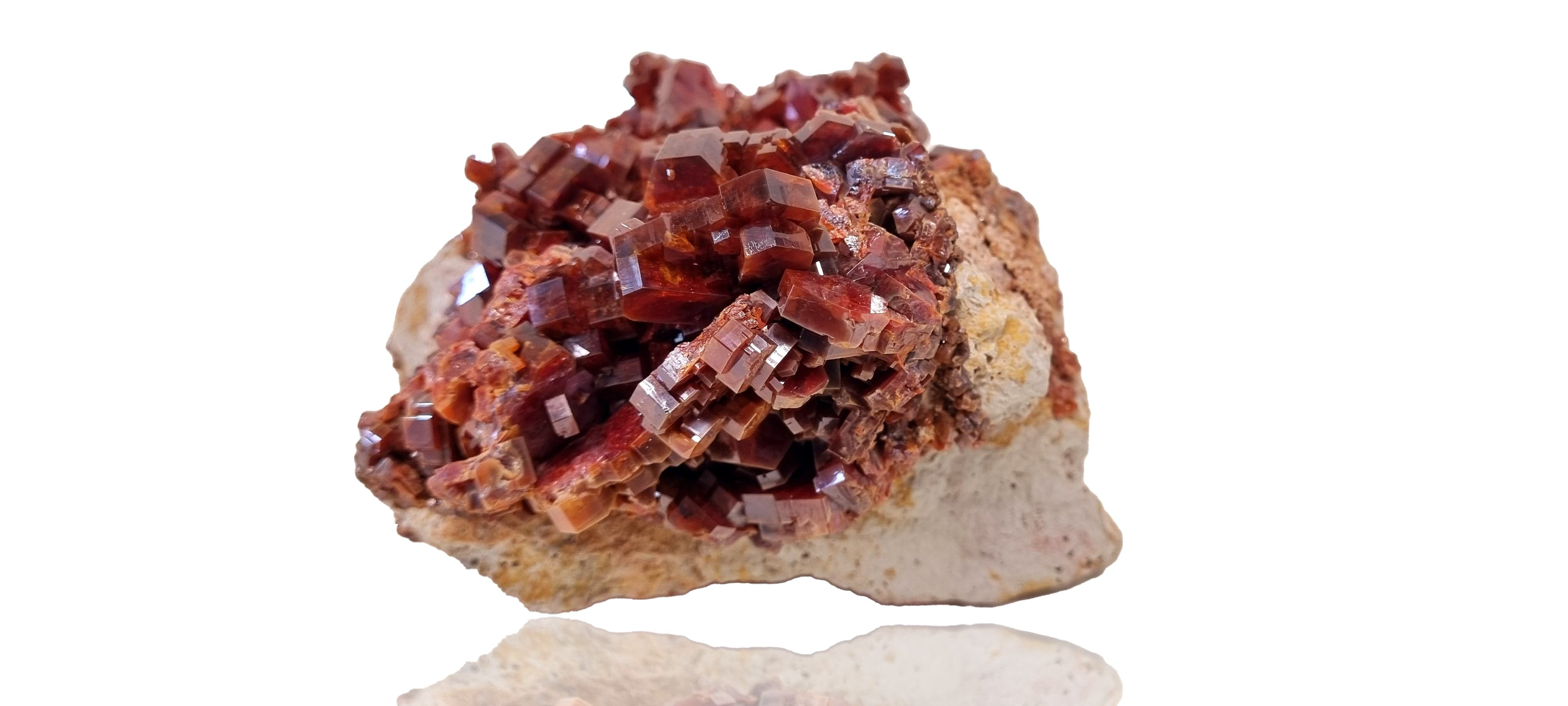 Vanadinite on a Limestone Matrix (Large Cabinet Size)