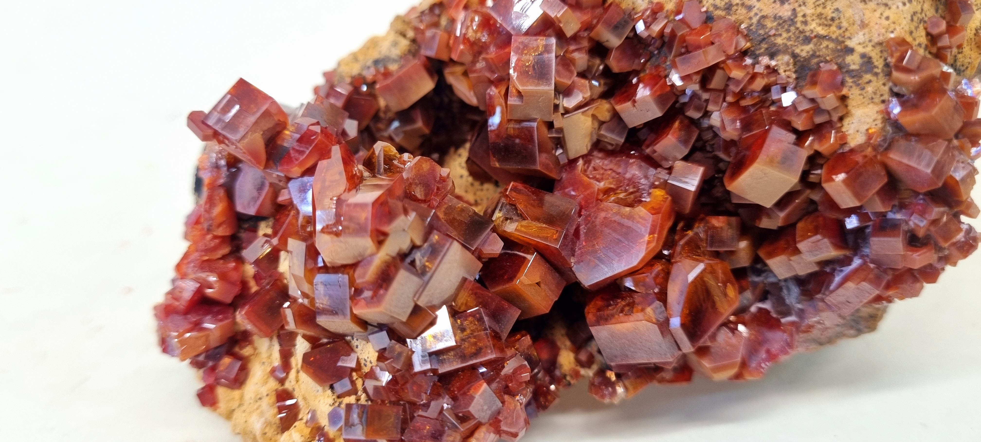 Vanadinite crystal cluster on Limestone (Large Cabinet Size)