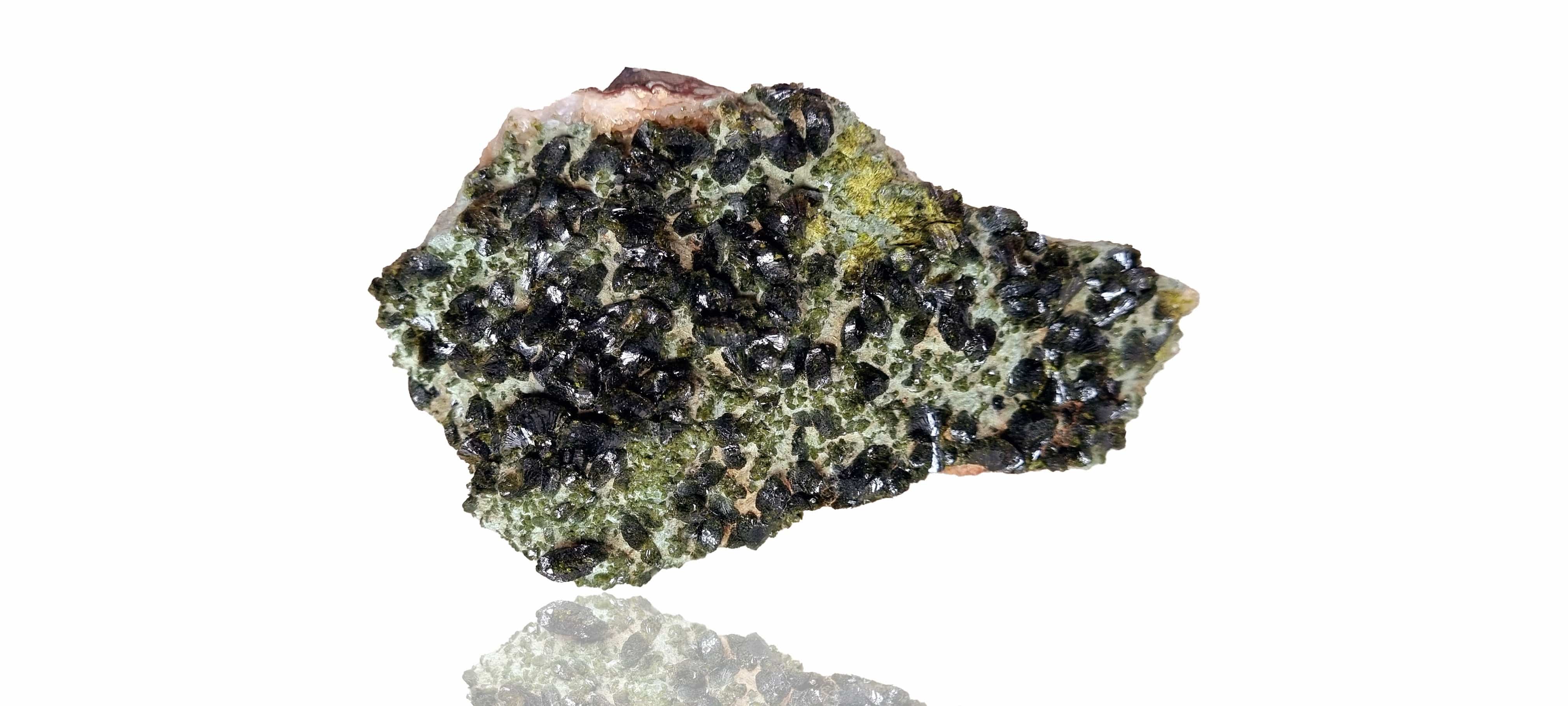 Epidote fans on Actinolite (Cabinet Size, mineral specimen)