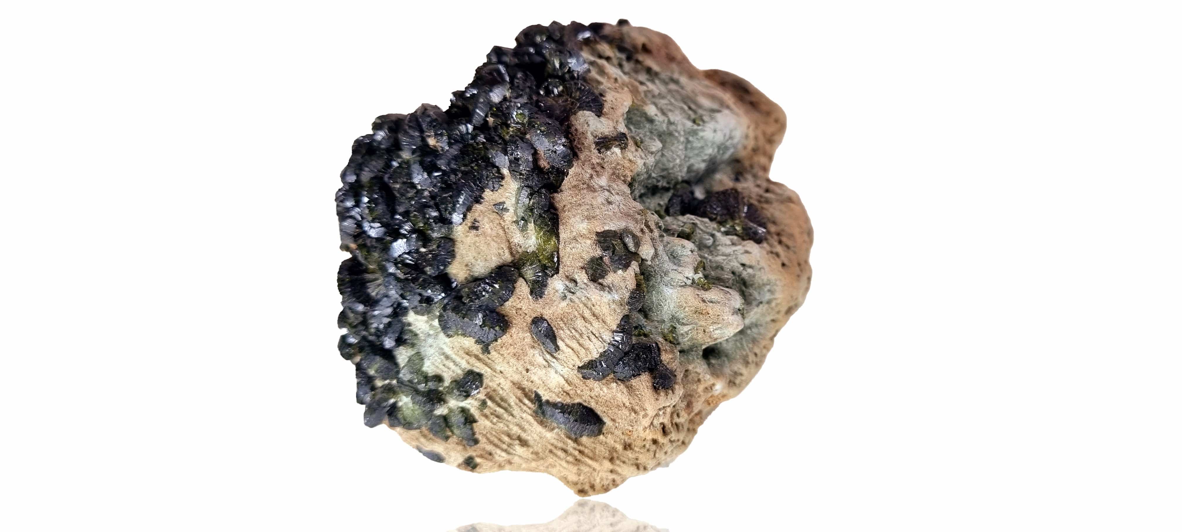 Epidote fans on Actinolite (Small Cabinet Size, mineral specimen)