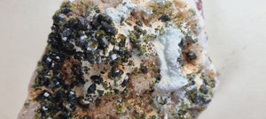 Epidote fans on Quartz with Actinolite (Large Cabinet Size, mineral specimen)