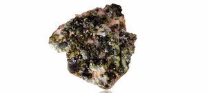 Epidote fans on Quartz with Actinolite (Small Cabinet Size, mineral specimen)