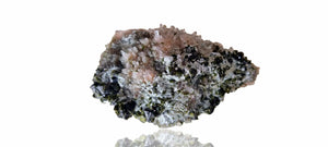 Epidote fans on Quartz with Actinolite (Small Cabinet Size, mineral specimen)