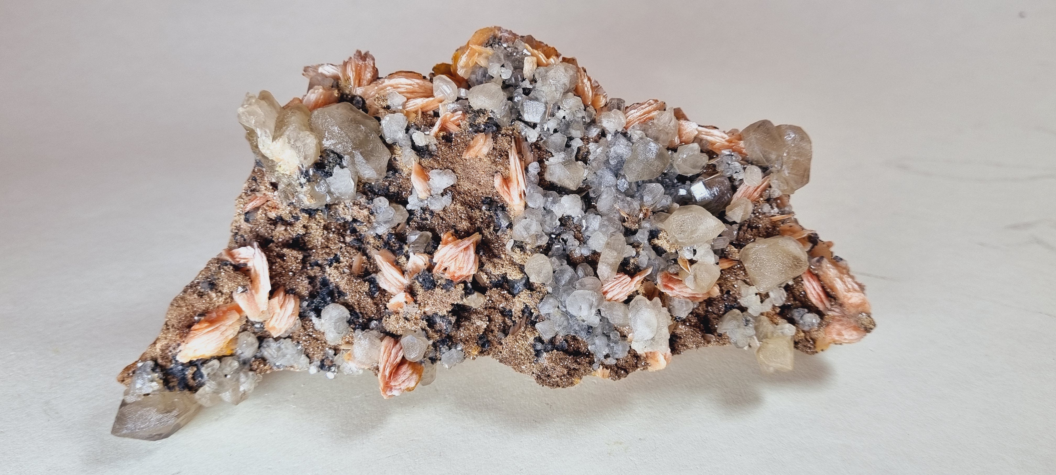 Baryte on Cerussite on a Limestone matrix(large cabinet size)