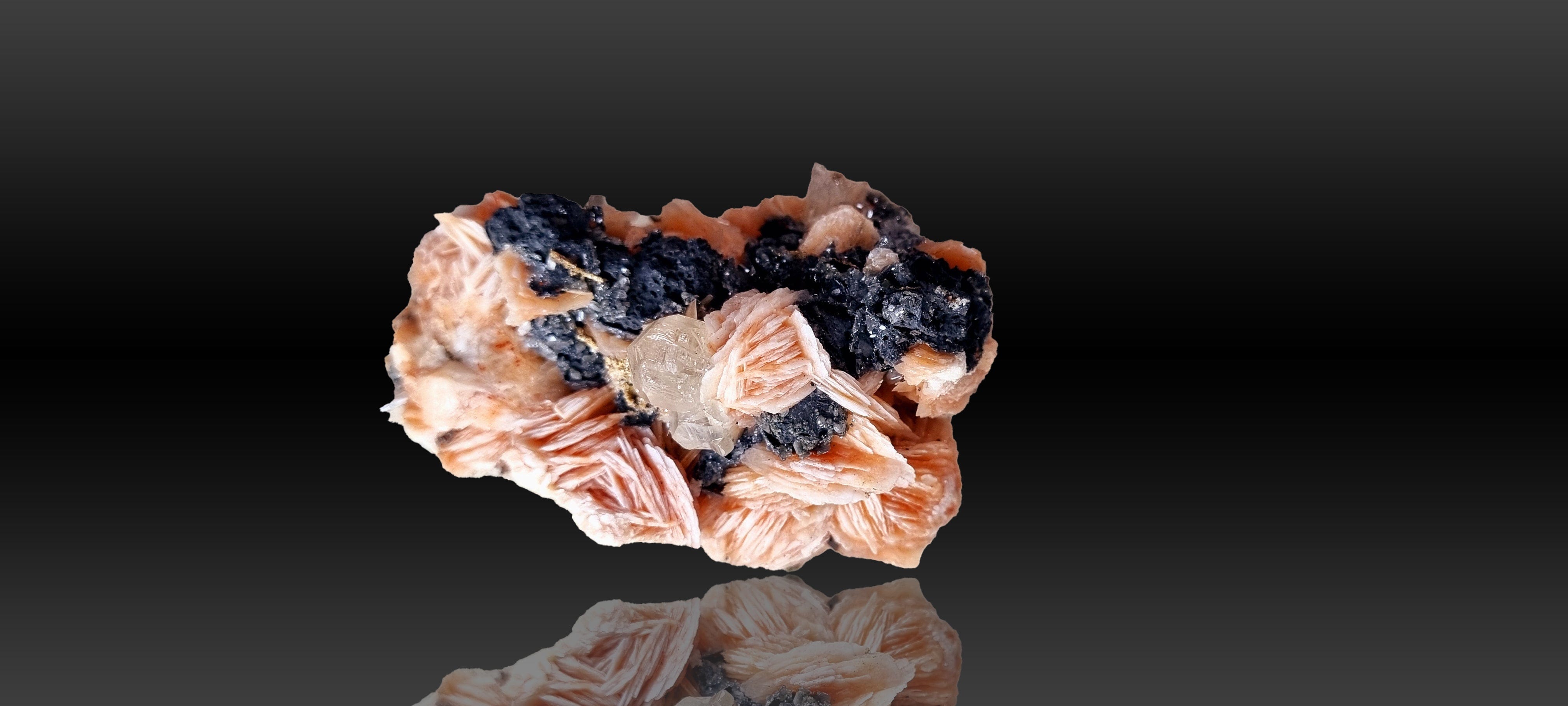 Cerussite & Galena on Baryte on a (Small cabinet size)