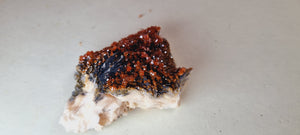 Vanadinite on Baryte with Goethite oxides