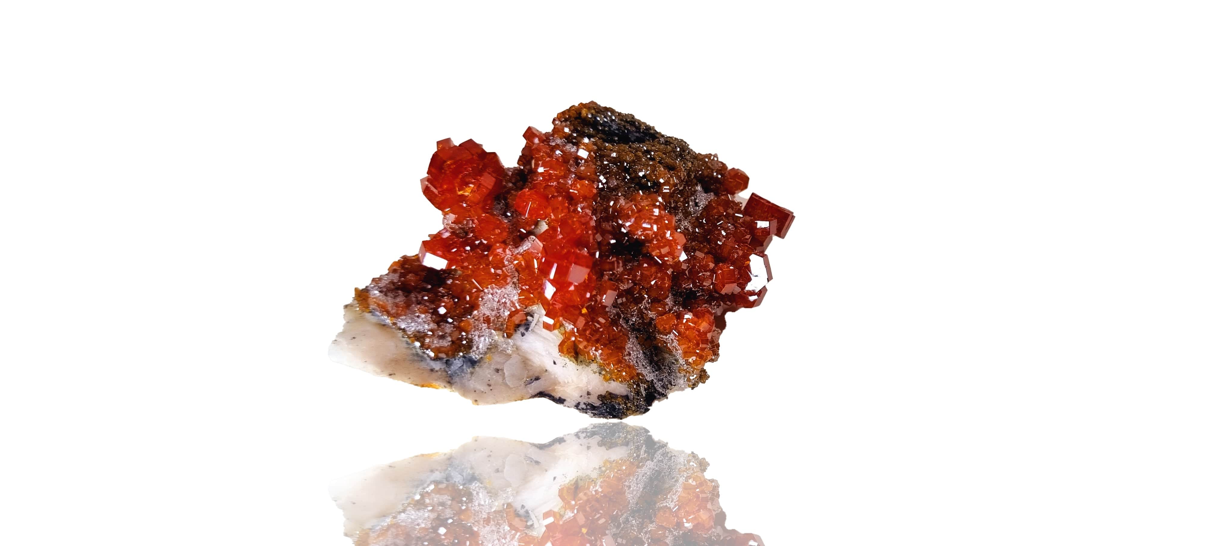 Vanadinite on Baryte with Quartz Druzy (Small Cabinet Size)