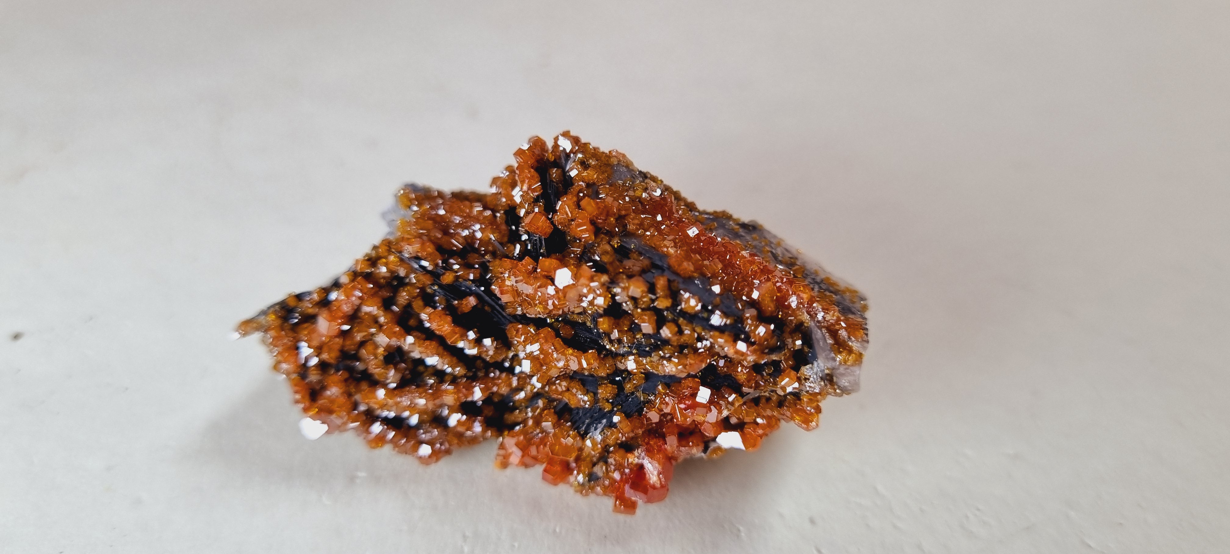 Vanadinite on Baryte with Goethite (Small Cabinet Size)