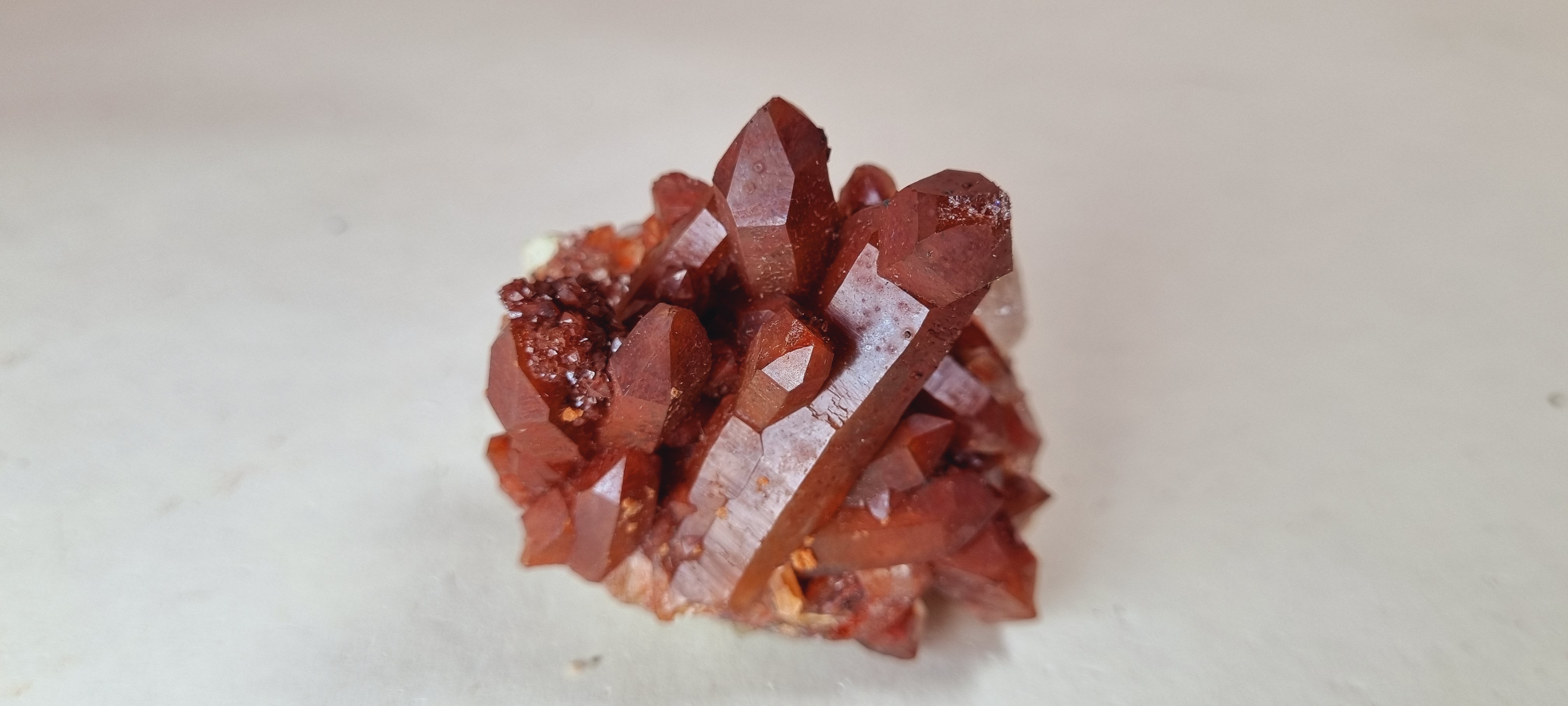 Red Quartz var. Ferruginous Quartz Crystal Cluster ( Small Cabinet Size)