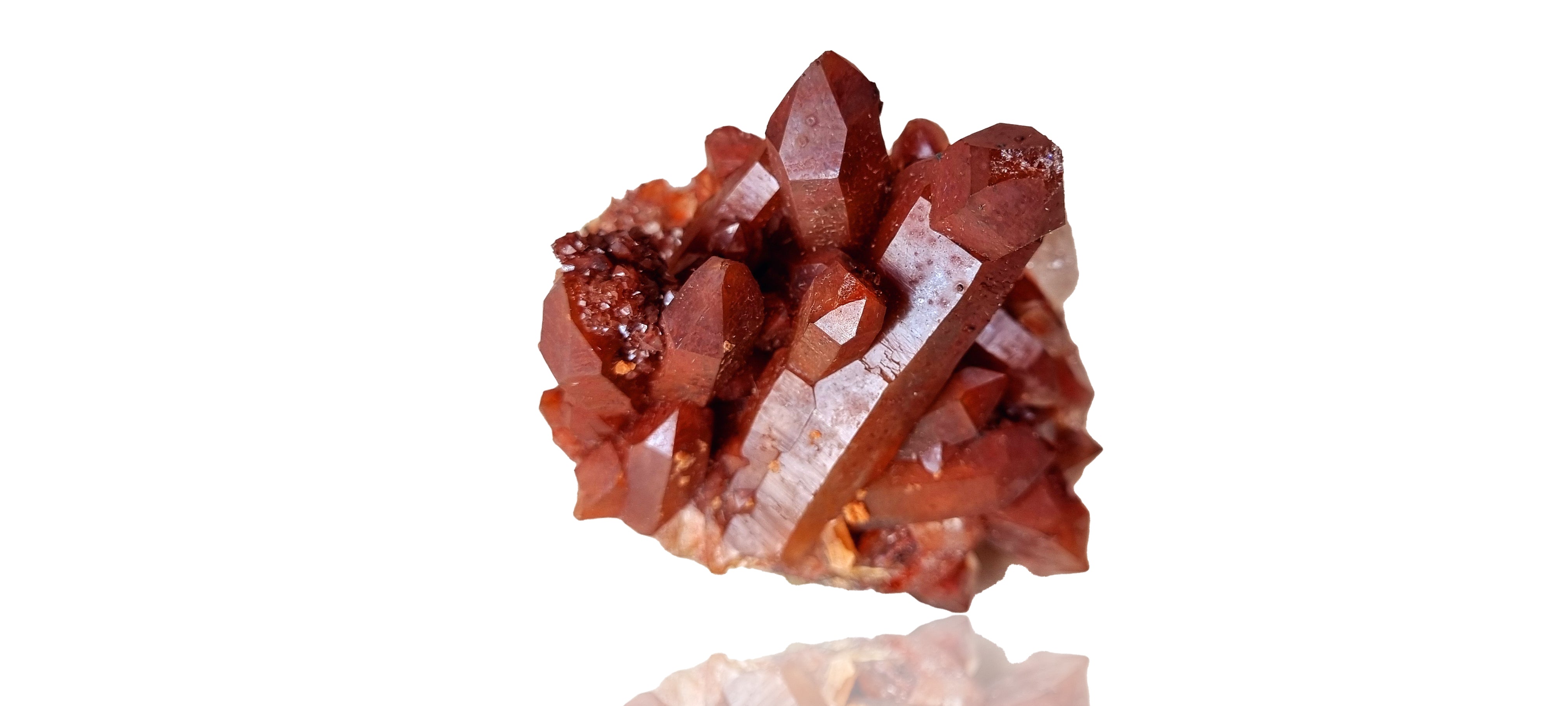 Red Quartz var. Ferruginous Quartz Crystal Cluster ( Small Cabinet Size)