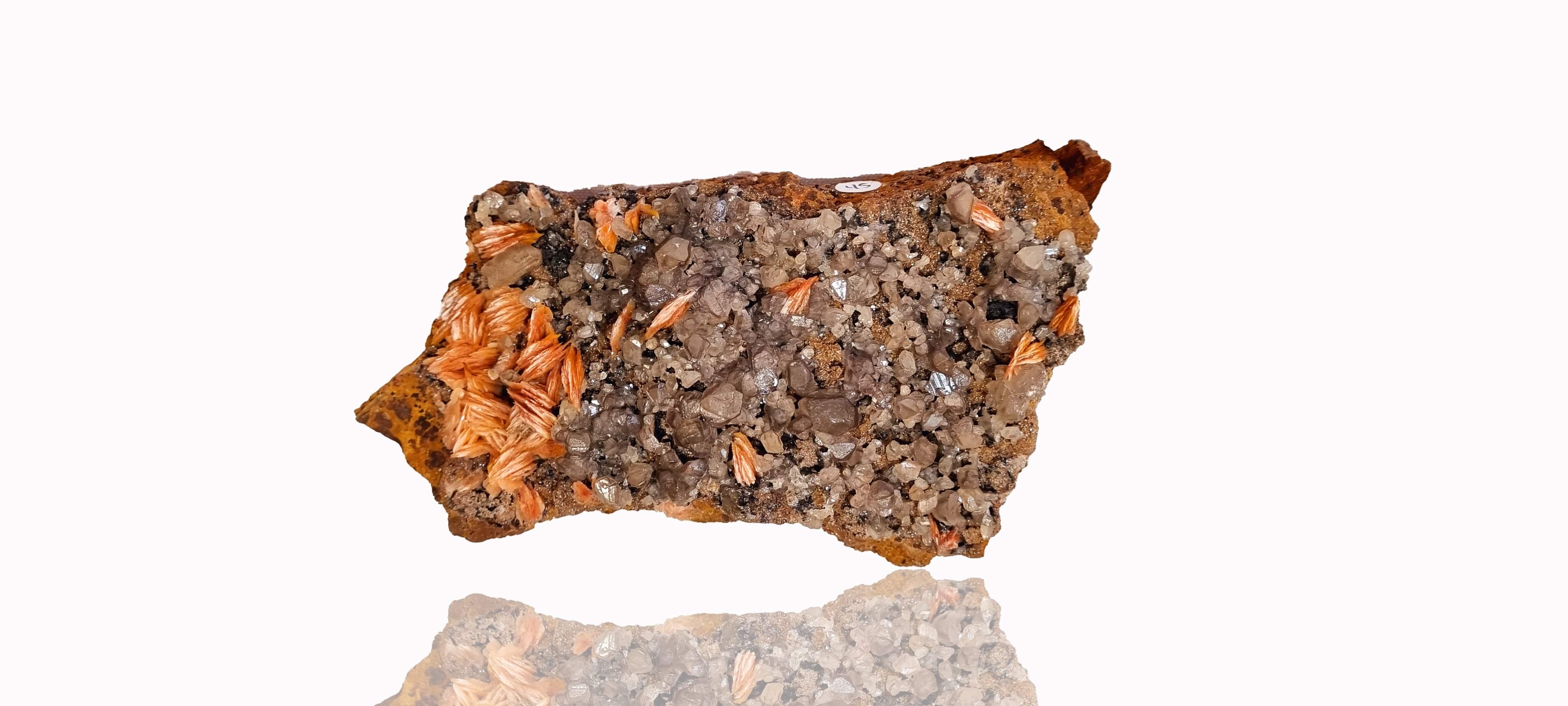 Cerussite & Baryte on a sparkly sandstone matrix (cabinet size)