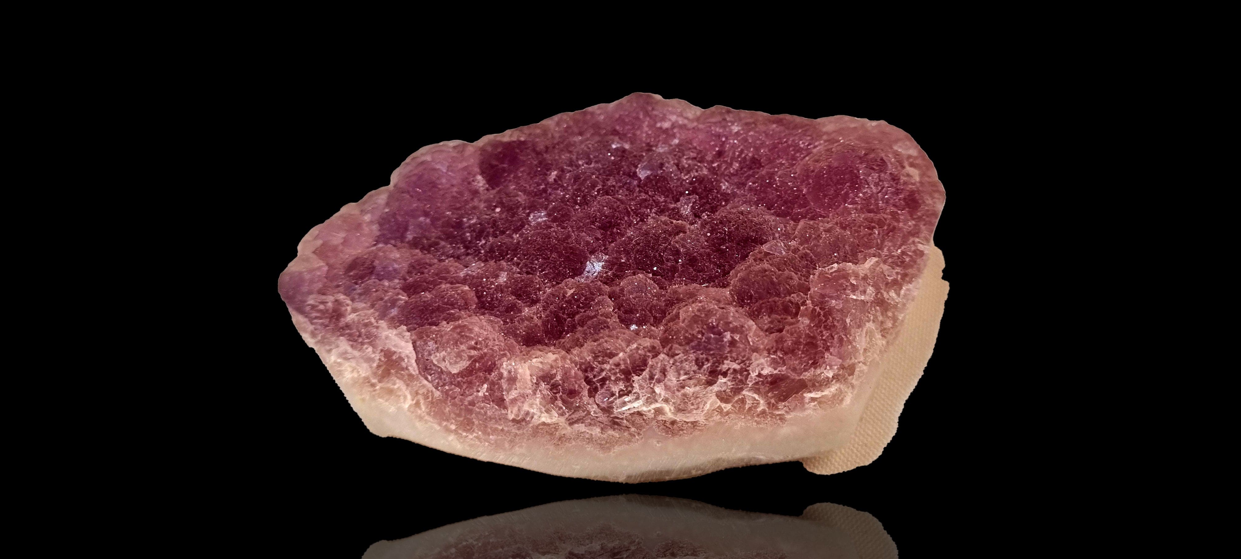Pink Fluorite on white Chalcedony (small cabinet size)