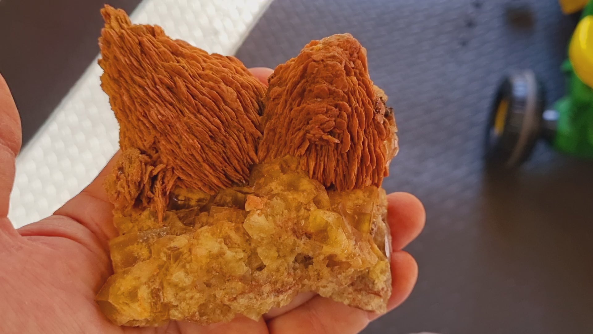 Yellow Fluorite with Cockscomb Baryte (cabinet size)