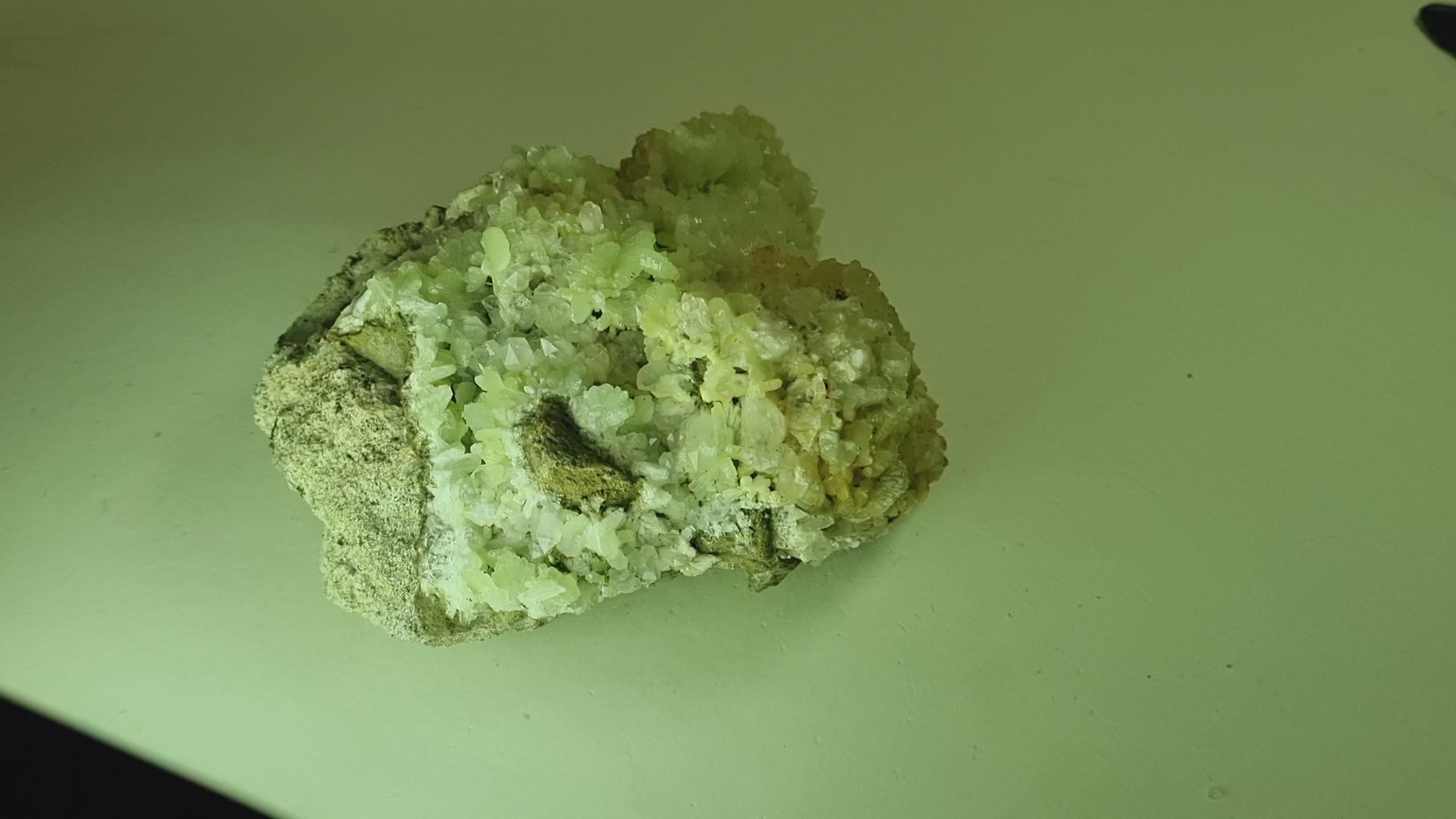 Prehnite on quartz (Large Cabinet Size)