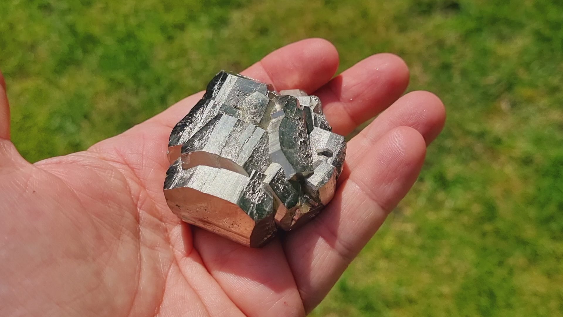 Pyrite, crystal cluster. (small cabinet size)