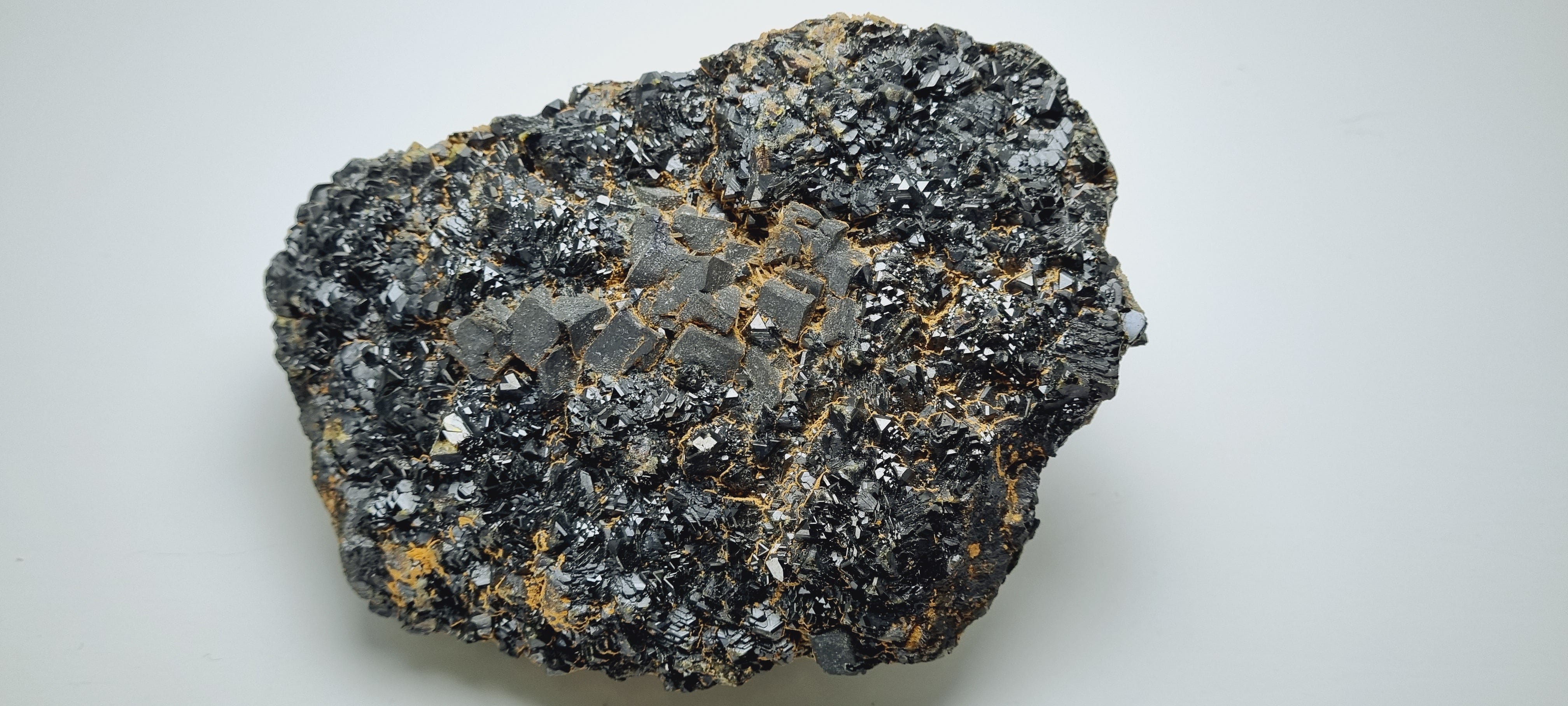 Sphalerite and Needle quartz on a Galena Matrix