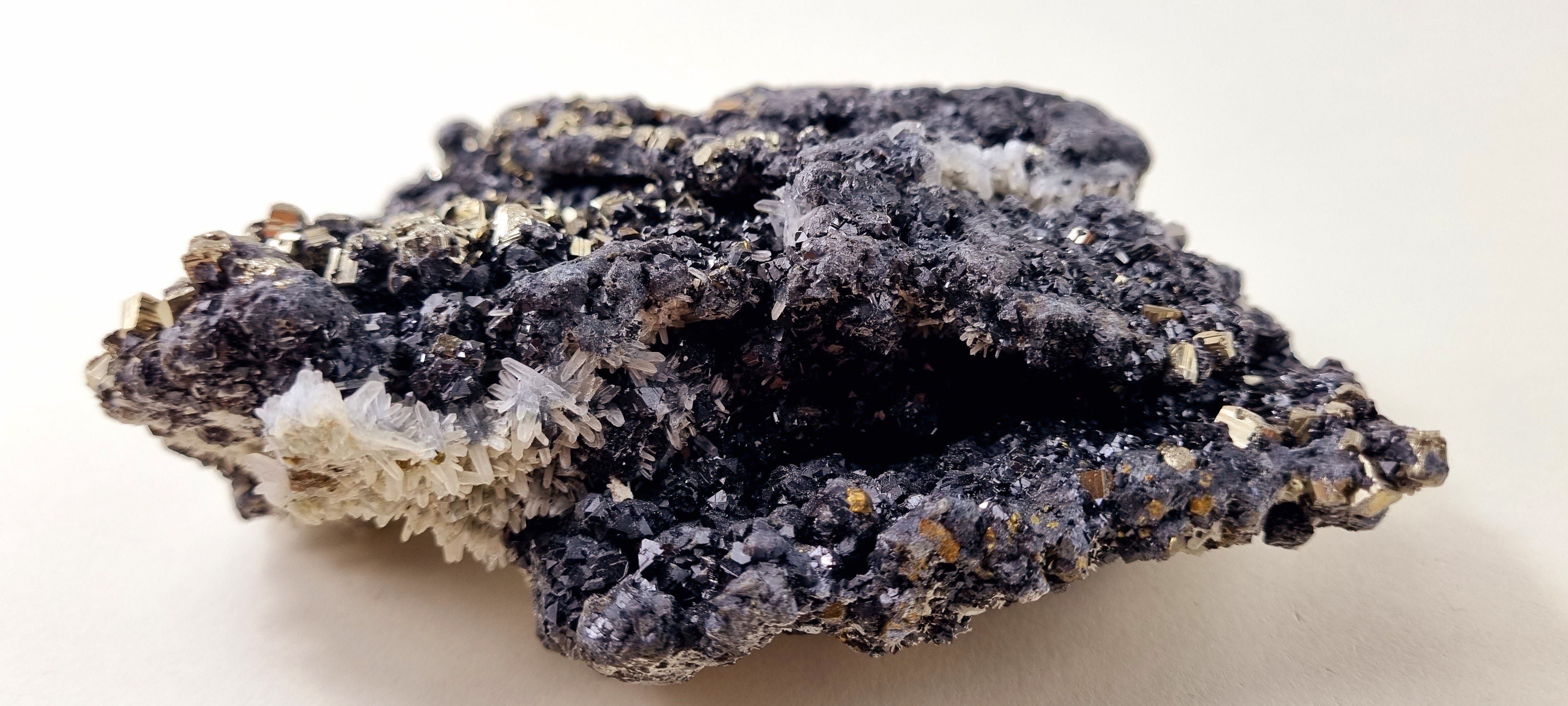 Sphalerite, Pyrite and quartz Druze, Combination Mineral Specimen