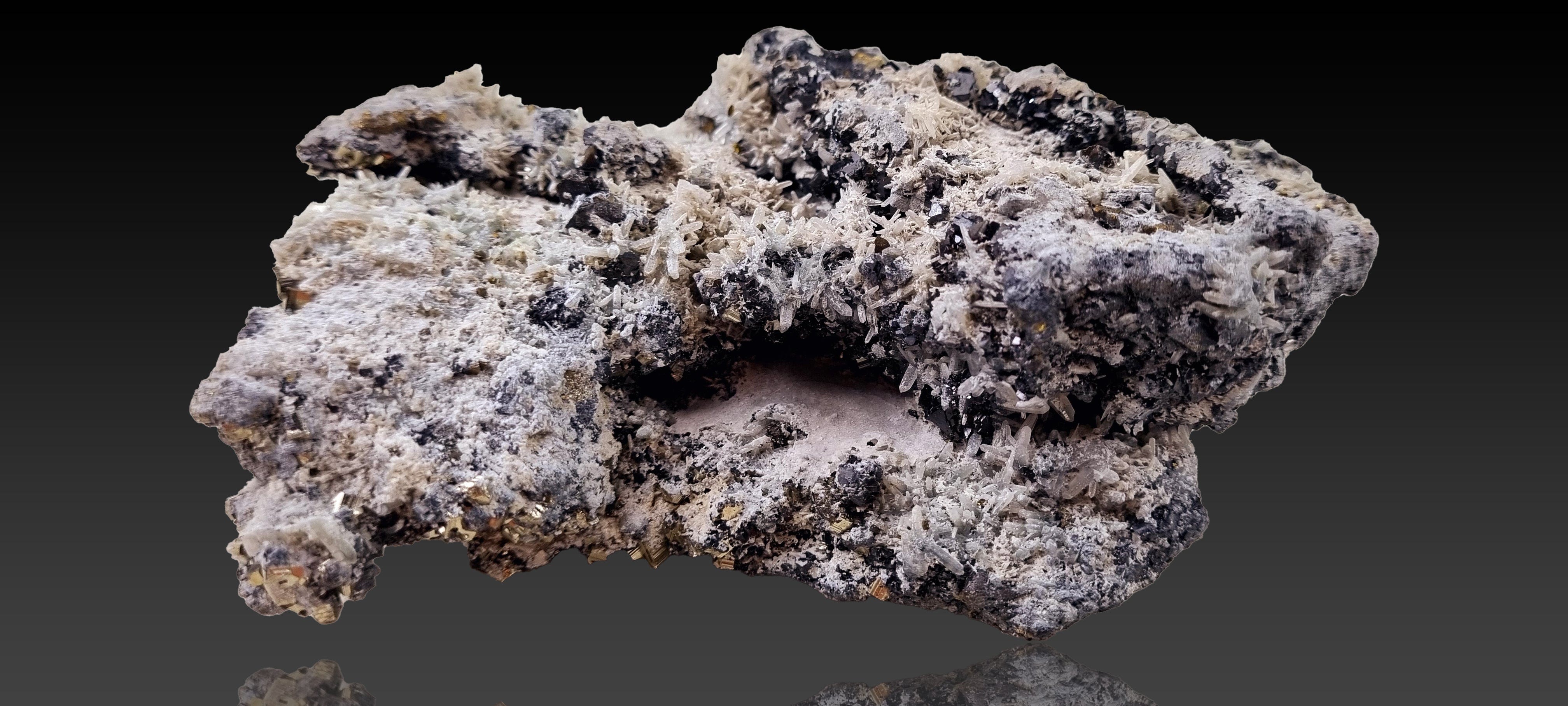 Sphalerite, Pyrite and quartz Druze, Combination Mineral Specimen
