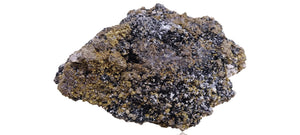 Chalcopyrite, Quartz druzy, & Sphalerite Mineral Specimen.